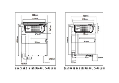 Ansamblu down air Pyramis ABYSSO, 580m³/h, Clasa A, plita inductie, 78cm, 4 zone de gatit, Power Management, Black Glass - EpicHome.ro